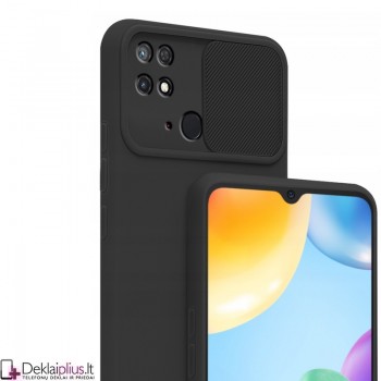 Švelnus guminis dėklas su kameros apsauga - juodas (Xiaomi Redmi 10C)